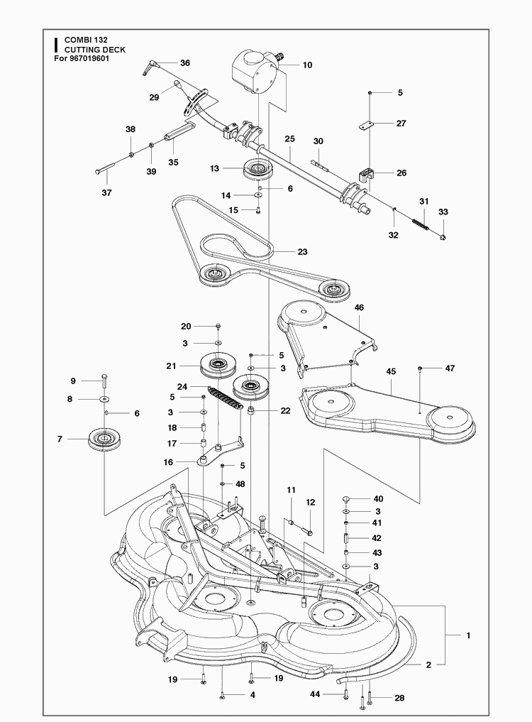 52 Inch/132cm Cutting Deck 11 Diagram and Parts List for C132 P500-series Husqvarna Lawn Mower