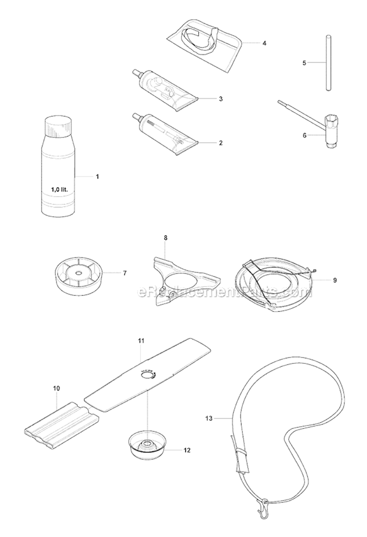 Accessories Diagram and Parts List for 241RJ 2007-11 Husqvarna Brush Cutter