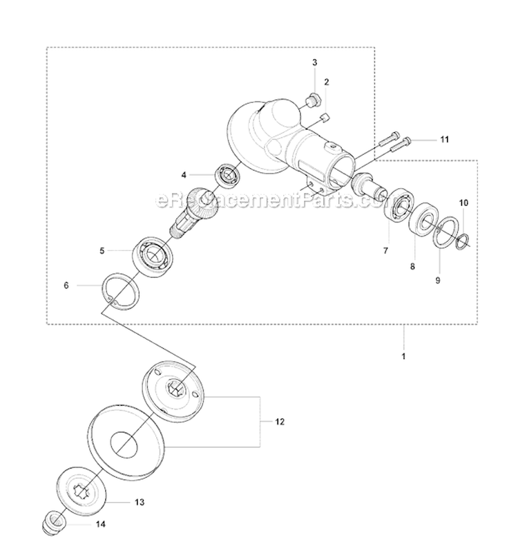 Bevel Gear Diagram and Parts List for 241RJ 2007-11 Husqvarna Brush Cutter