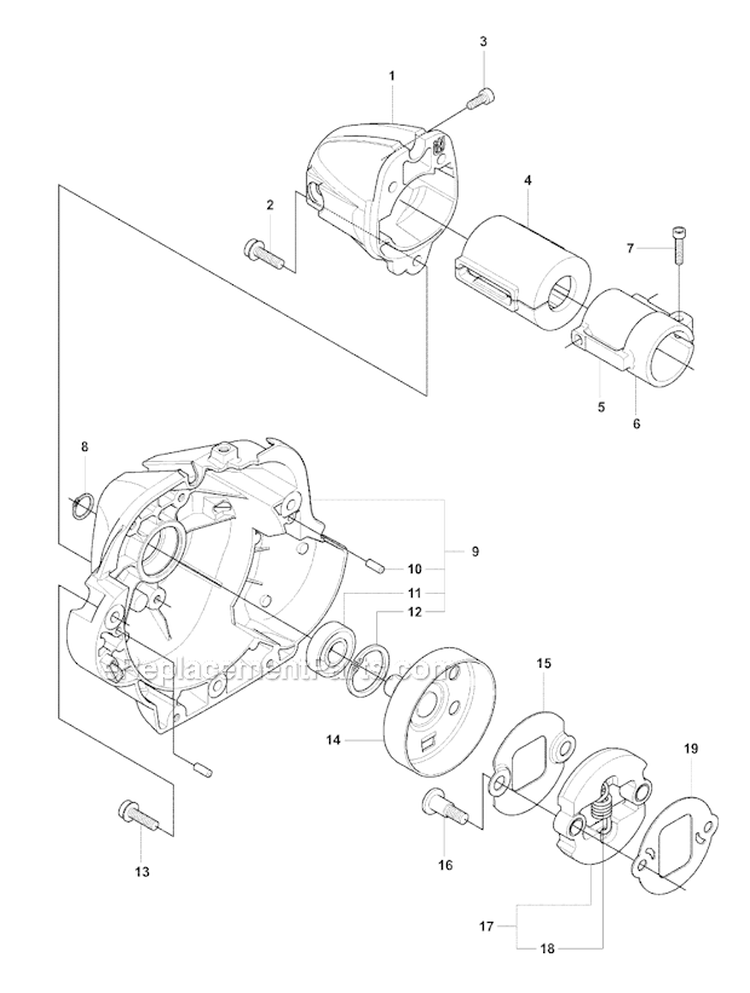 Clutch Diagram and Parts List for 241RJ 2007-11 Husqvarna Brush Cutter