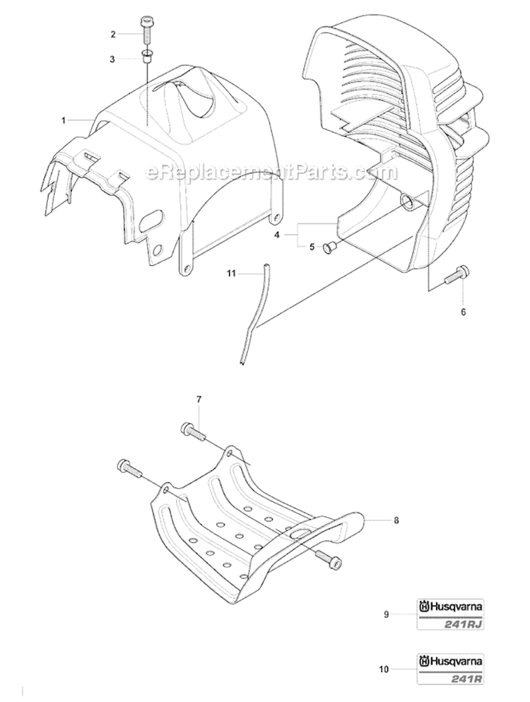 Cover Diagram and Parts List for 241RJ 2007-11 Husqvarna Brush Cutter