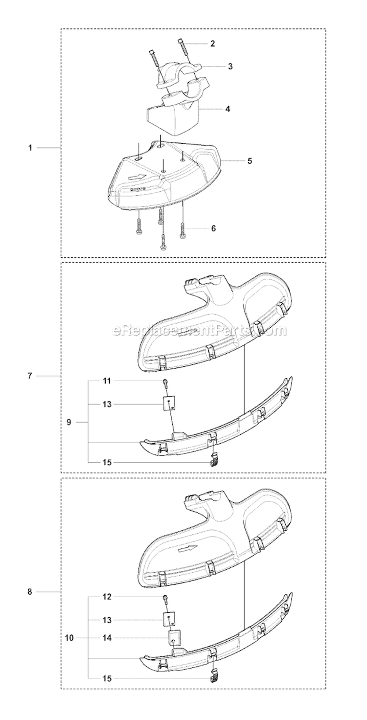 Guards Diagram and Parts List for 241R 2007-11 Husqvarna Brush Cutter