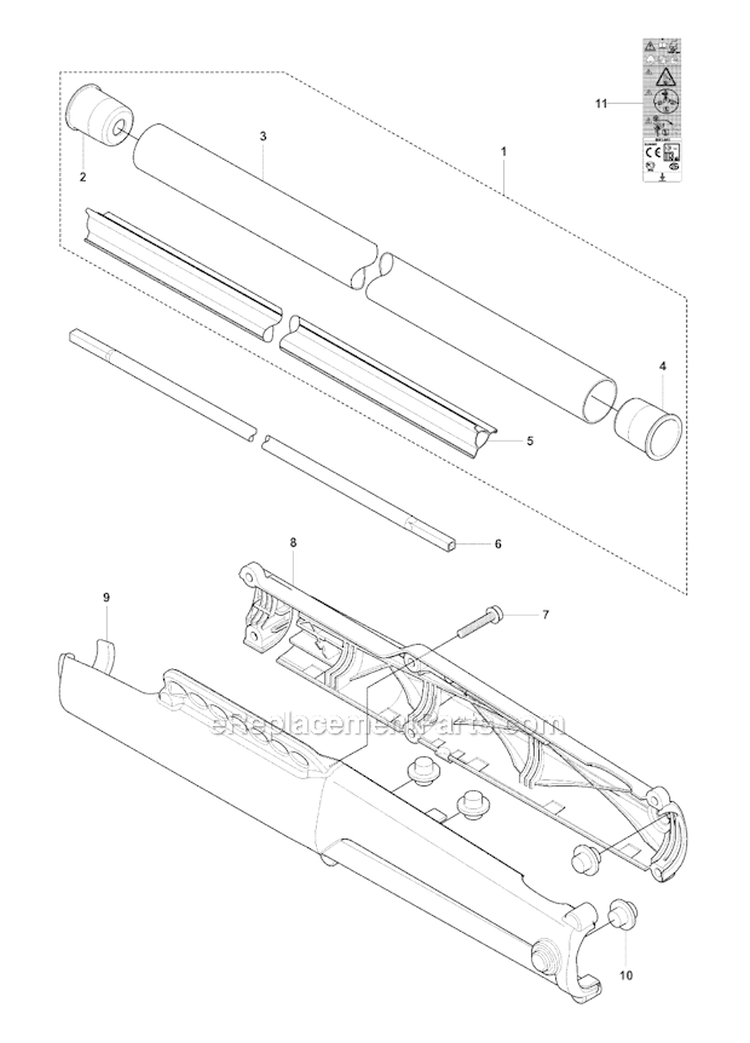 Shaft Diagram and Parts List for 241R 2007-11 Husqvarna Brush Cutter