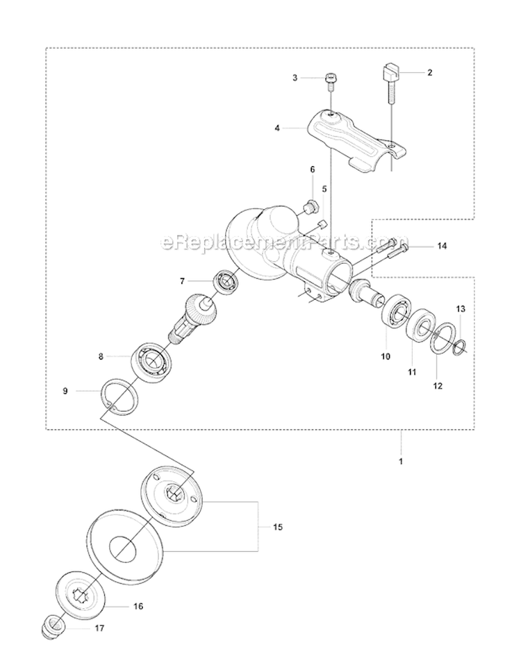 Bevel Gear Diagram and Parts List for 241R 2007-11 Husqvarna Brush Cutter