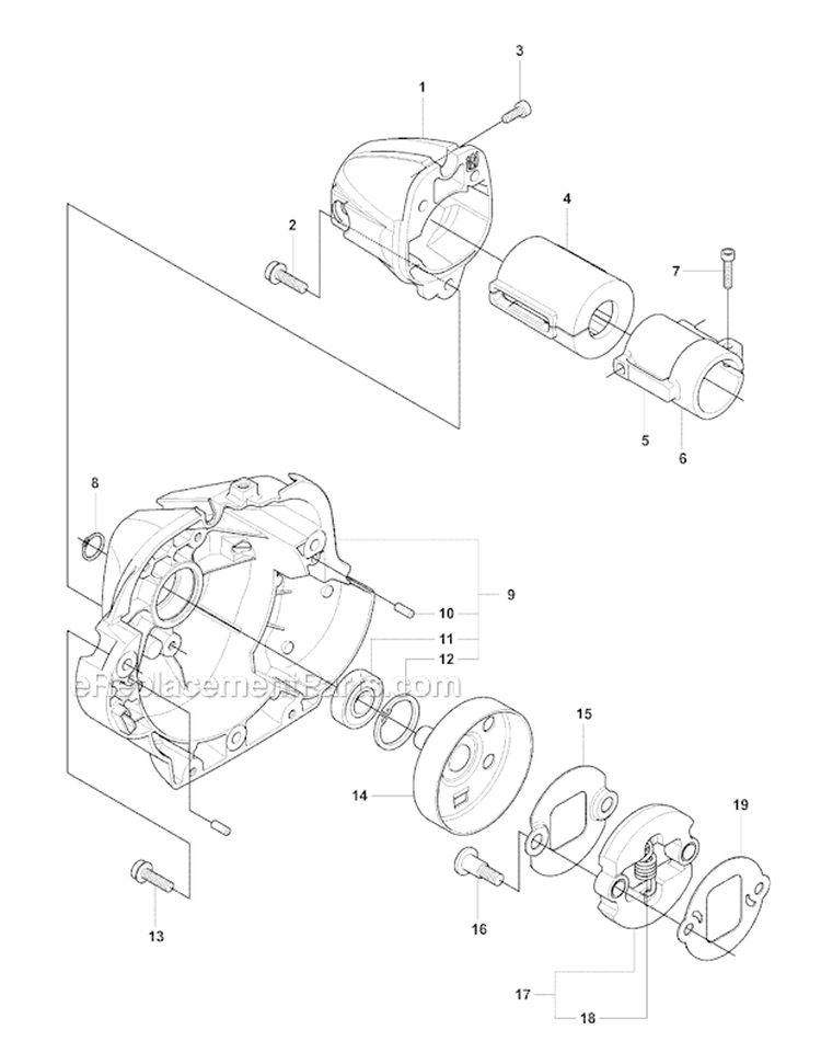 Clutch Diagram and Parts List for 241R 2007-11 Husqvarna Brush Cutter