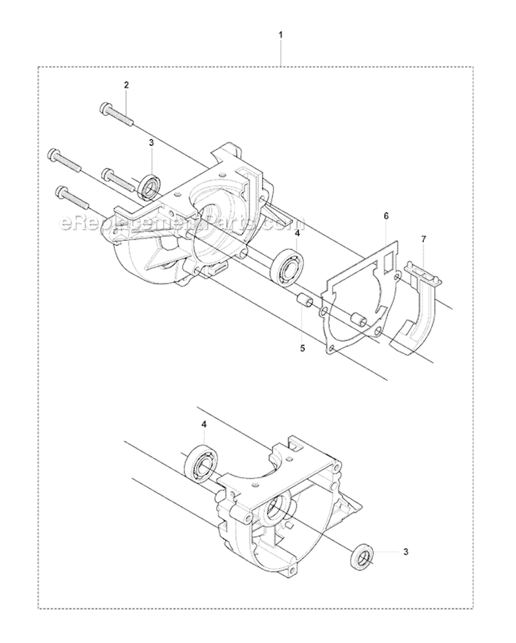 Crankcase Diagram and Parts List for 241R 2007-11 Husqvarna Brush Cutter