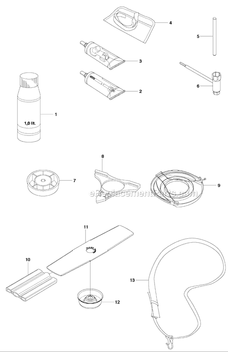 Accessories Diagram and Parts List for 241R 2009-09 Husqvarna Brush Cutter