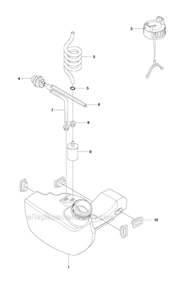 Fuel Tank Diagram and Parts List for 241R 2009-09 Husqvarna Brush Cutter