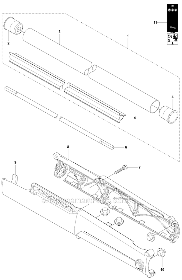Shaft Diagram and Parts List for 241R 2009-09 Husqvarna Brush Cutter
