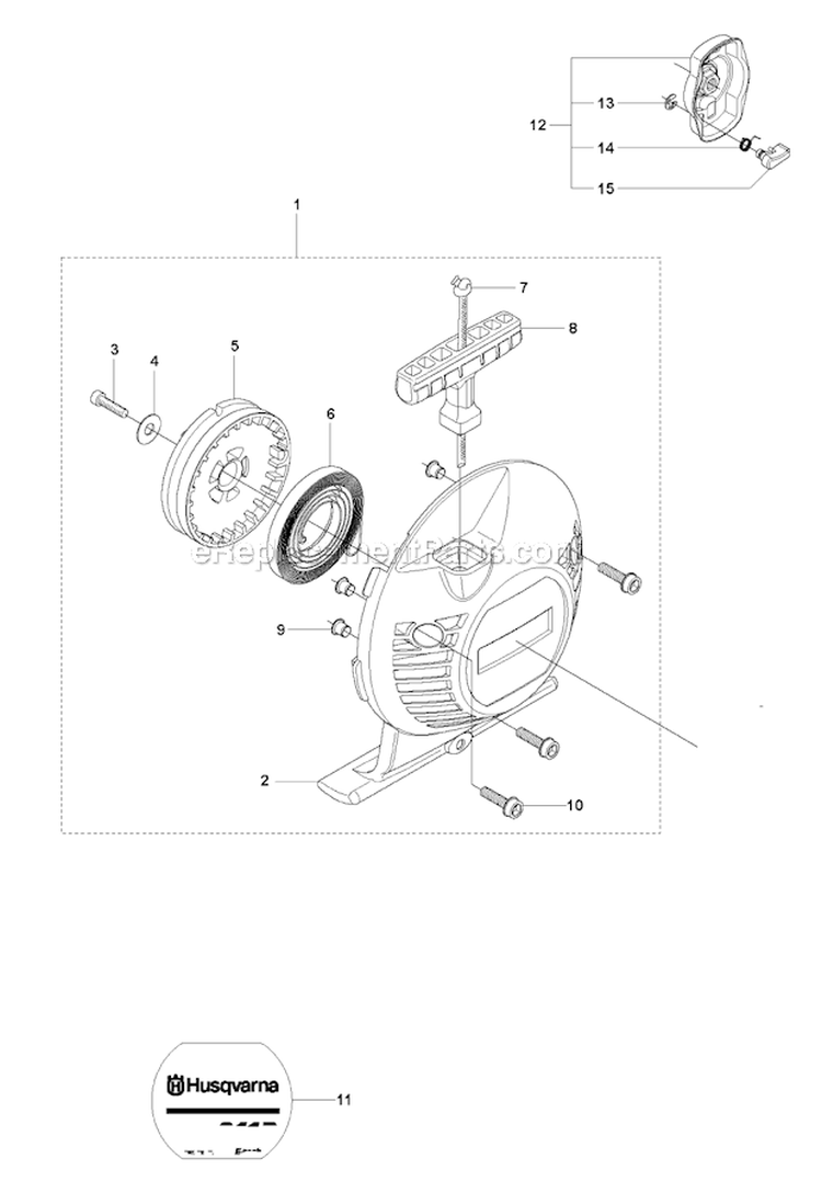 Starter 1 Diagram and Parts List for 241R 2010-11 Husqvarna Brush Cutter
