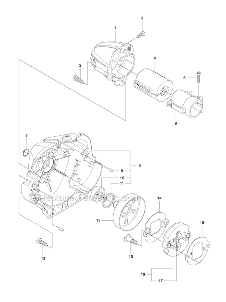 Clutch Diagram and Parts List for 241R 2010-11 Husqvarna Brush Cutter