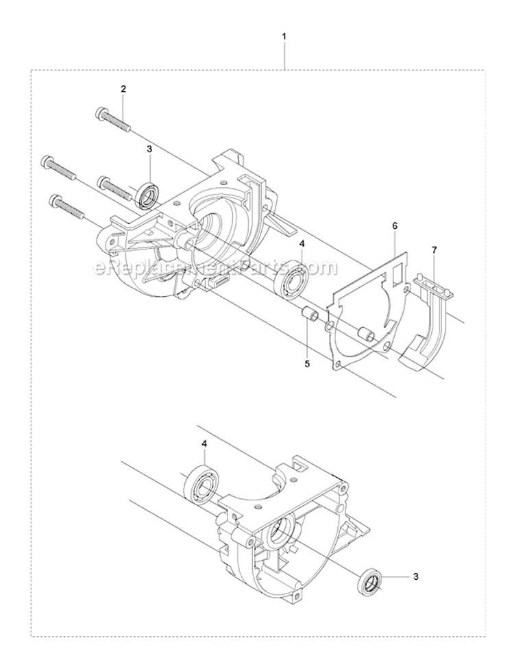 Crankcase Diagram and Parts List for 241R 2010-11 Husqvarna Brush Cutter