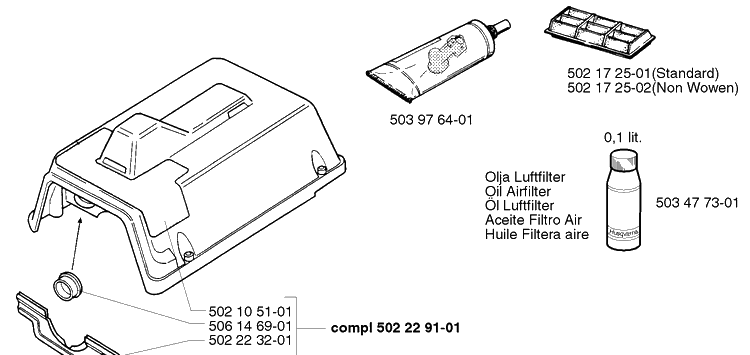 Spare Parts Diagram and Parts List for 250R 1999-04 Husqvarna Brush Cutter