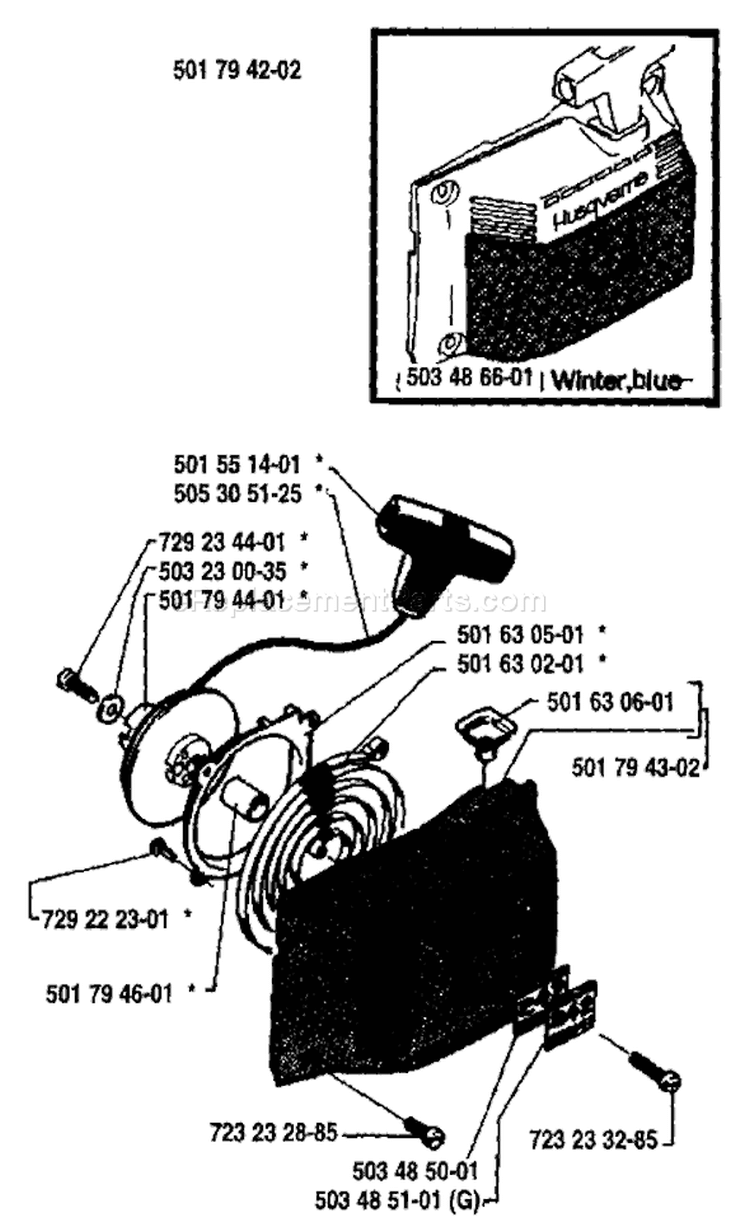 Page K Diagram and Parts List for 242 1987-06 Husqvarna Chainsaw
