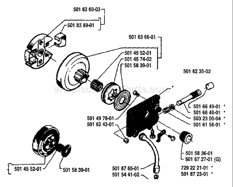 Page H Diagram and Parts List for 242 1987-06 Husqvarna Chainsaw