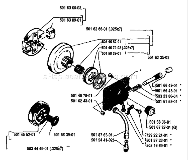 Page H Diagram and Parts List for 242 1989-05 Husqvarna Chainsaw