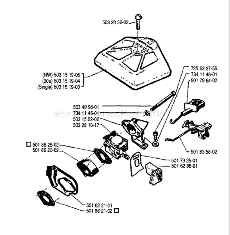 Page A Diagram and Parts List for 242 1990-01 Husqvarna Chainsaw