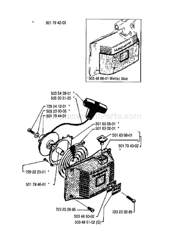 Page K Diagram and Parts List for 242 1990-01 Husqvarna Chainsaw