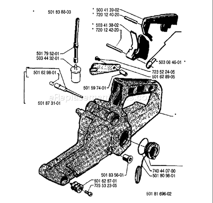 Page L Diagram and Parts List for 242 1990-01 Husqvarna Chainsaw