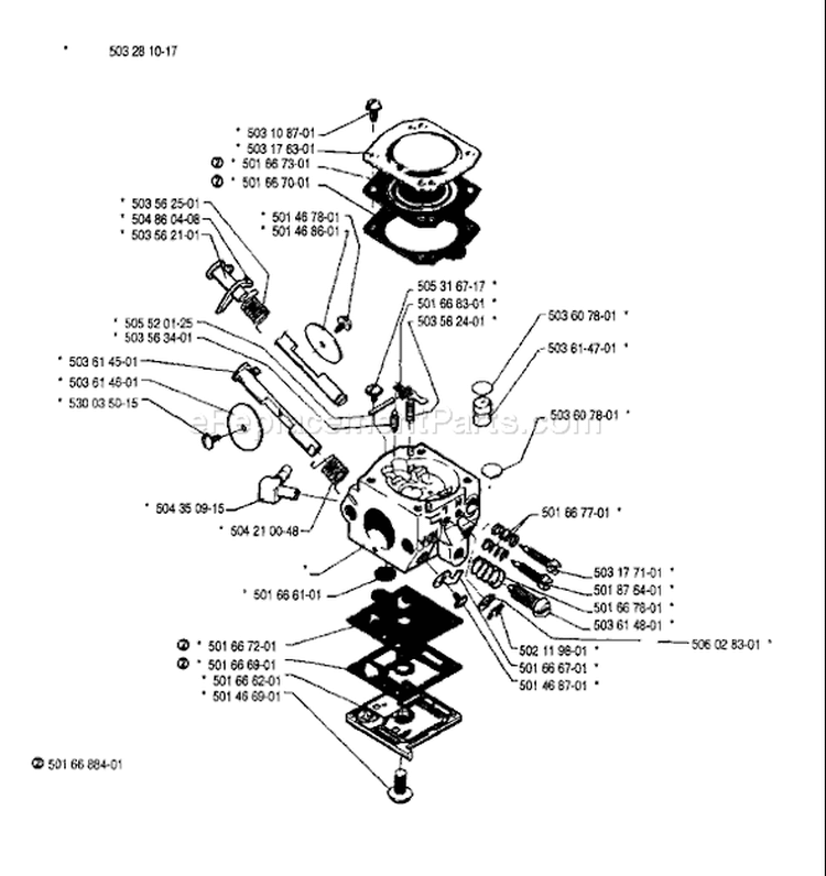 Page B Diagram and Parts List for 242 1990-01 Husqvarna Chainsaw
