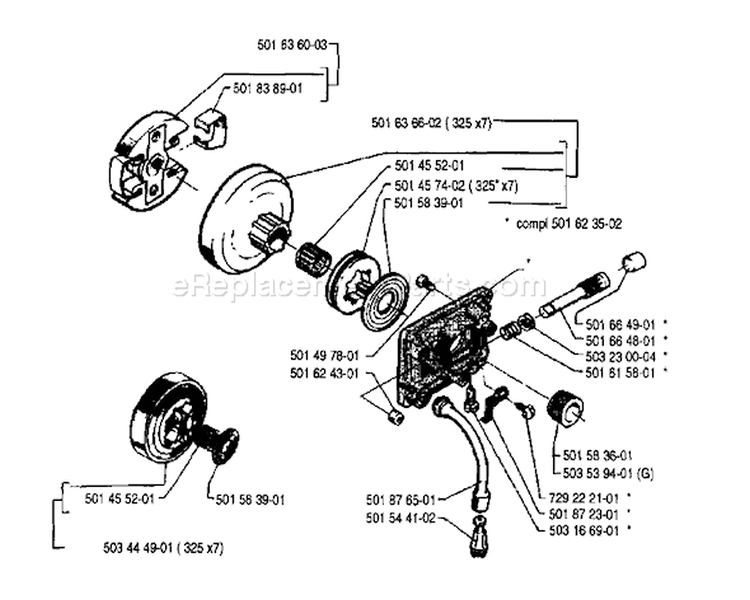 Page D Diagram and Parts List for 242 1990-01 Husqvarna Chainsaw