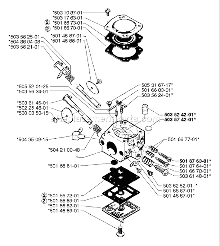 Page B Diagram and Parts List for 242 1998-05 Husqvarna Chainsaw