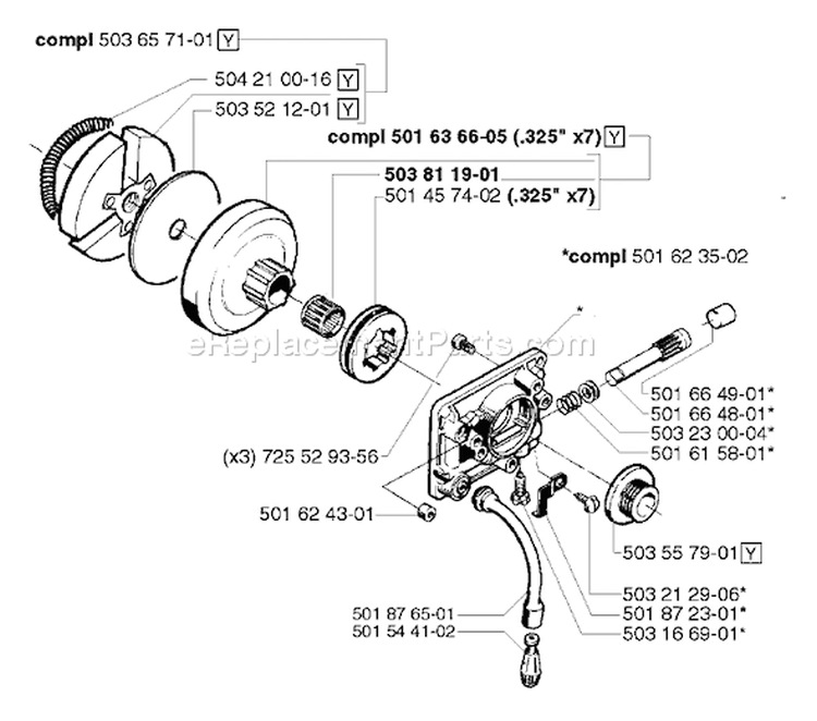 Page H Diagram and Parts List for 242 1998-05 Husqvarna Chainsaw