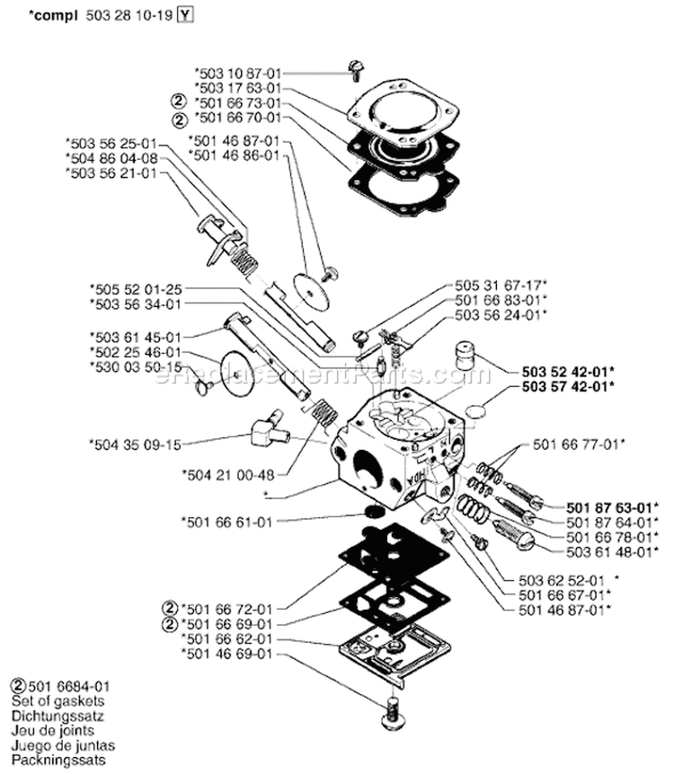 Page B Diagram and Parts List for 242 1998-06 Husqvarna Chainsaw