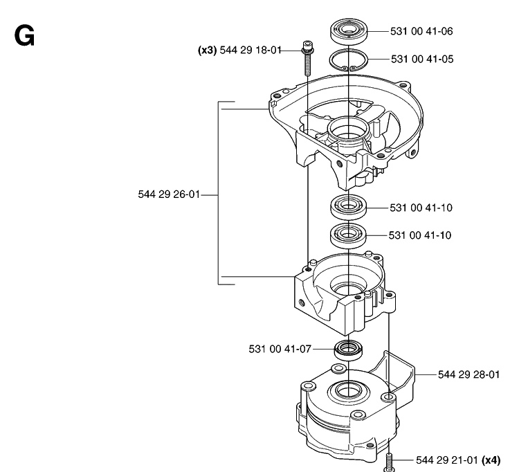 Gear Housing 2 Diagram and Parts List for 123HD60 20070500001-20070900000 Husqvarna Hedge Trimmer
