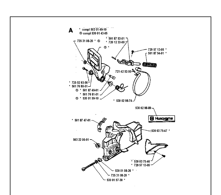 Chain Brake Diagram and Parts List for 36 19941800001-Current Husqvarna Chainsaw