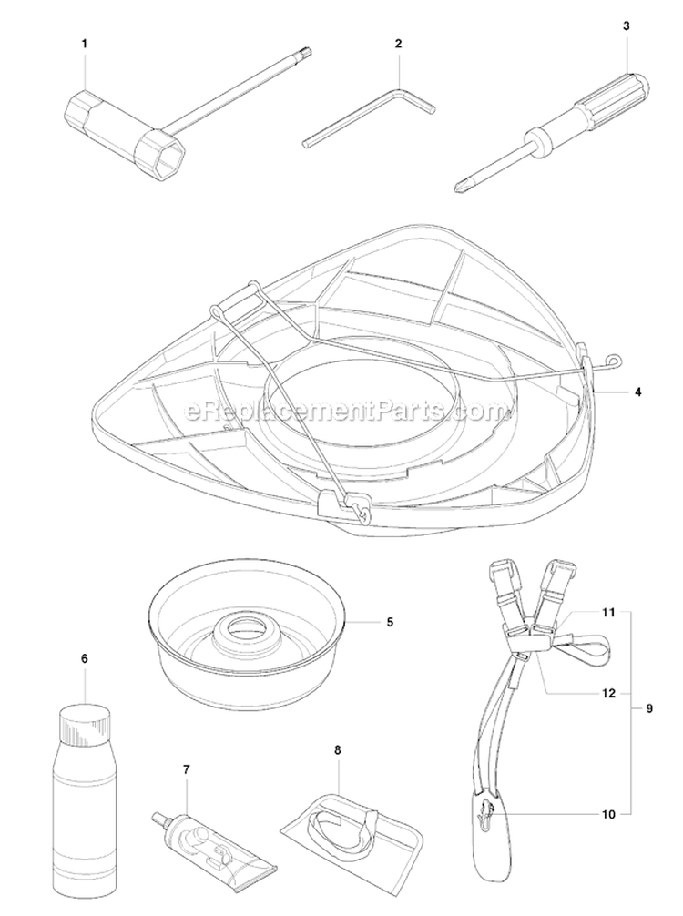 Accessories Diagram and Parts List for 243RJ 2009-03 Husqvarna Brush Cutter