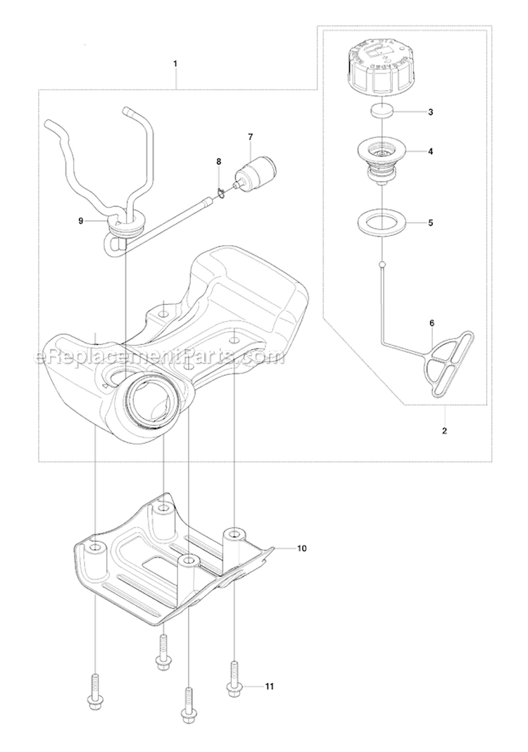 Fuel Tank Diagram and Parts List for 243RJ 2009-03 Husqvarna Brush Cutter