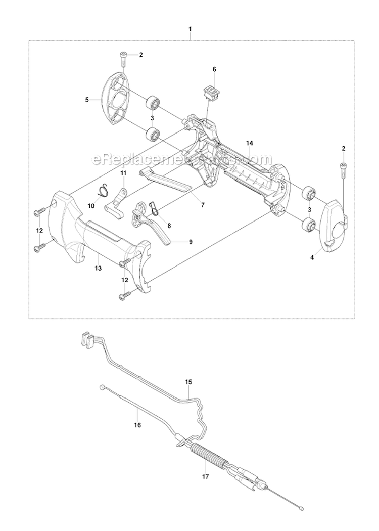 Handle  Controls Diagram and Parts List for 243RJ 2009-03 Husqvarna Brush Cutter