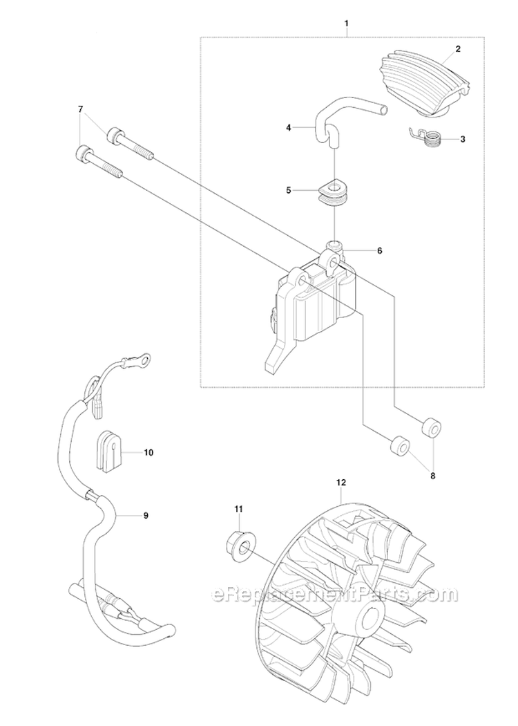 Ignition System Diagram and Parts List for 243RJ 2009-03 Husqvarna Brush Cutter