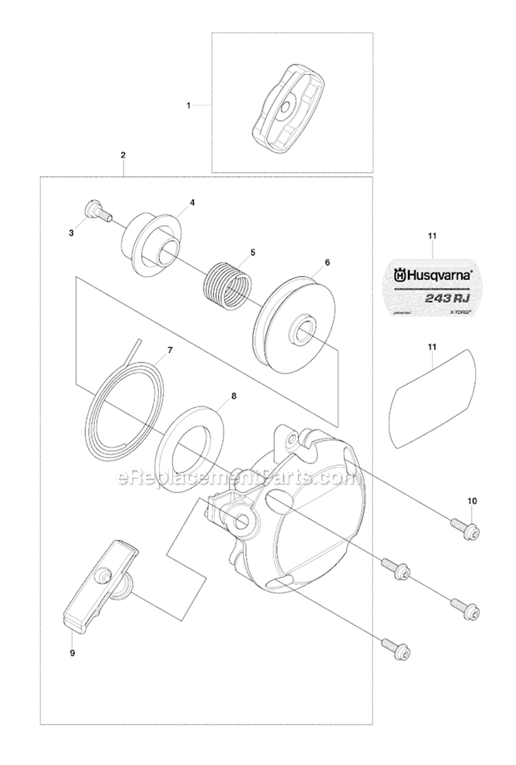 Starter Diagram and Parts List for 243RJ 2009-03 Husqvarna Brush Cutter