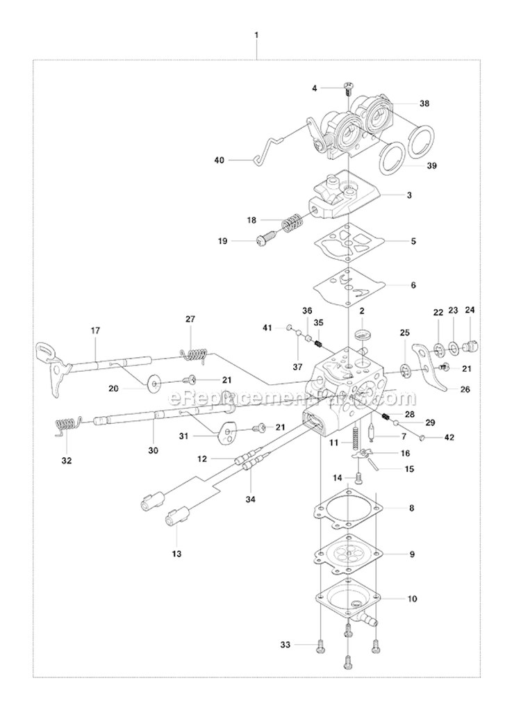 Carburetor Details Diagram and Parts List for 243RJ 2009-03 Husqvarna Brush Cutter