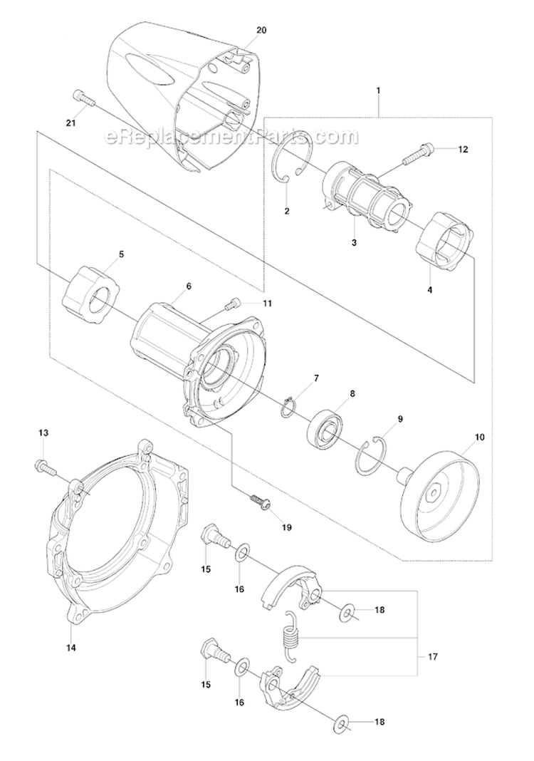 Clutch Diagram and Parts List for 243RJ 2009-03 Husqvarna Brush Cutter