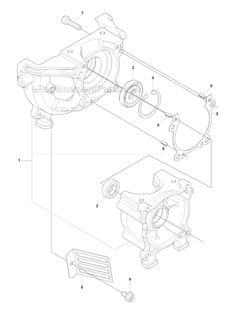 Crankcase Diagram and Parts List for 243RJ 2009-03 Husqvarna Brush Cutter