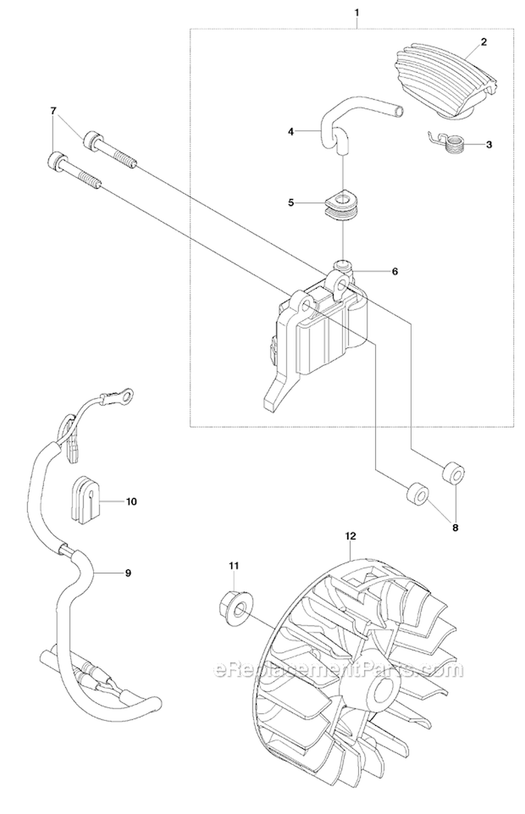 Ignition System Diagram and Parts List for 243RJ 2011-08 Husqvarna Brush Cutter