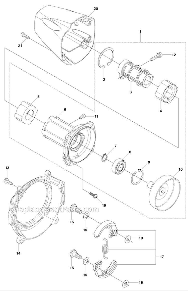 Clutch Diagram and Parts List for 243RJ 2011-08 Husqvarna Brush Cutter