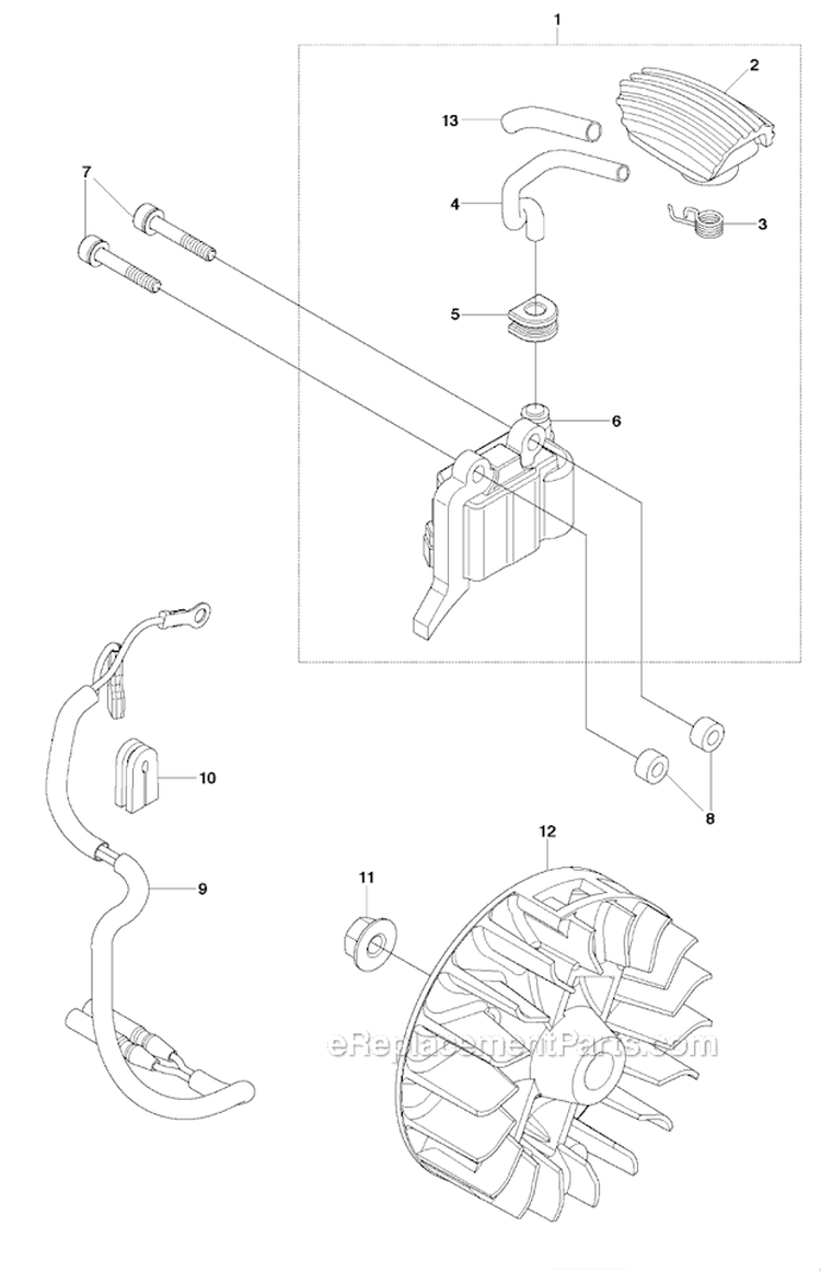 Ignition System Diagram and Parts List for 243RJ 2012-03 Husqvarna Brush Cutter