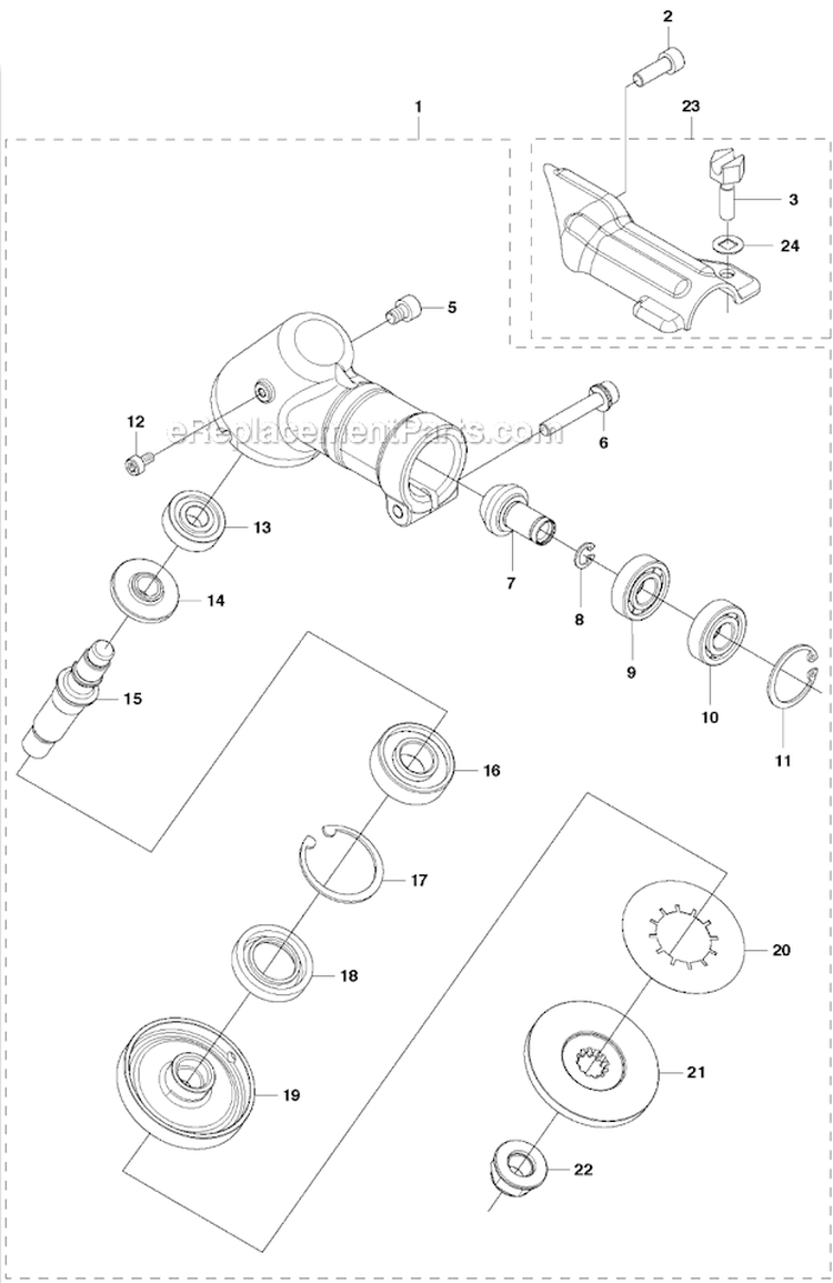 Bevel Gear Diagram and Parts List for 243RJ 2012-03 Husqvarna Brush Cutter