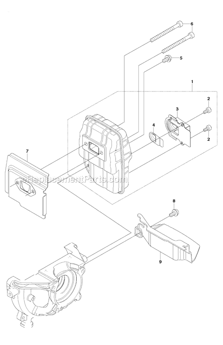 Muffler Diagram and Parts List for 243R 2011-08 Husqvarna Brush Cutter