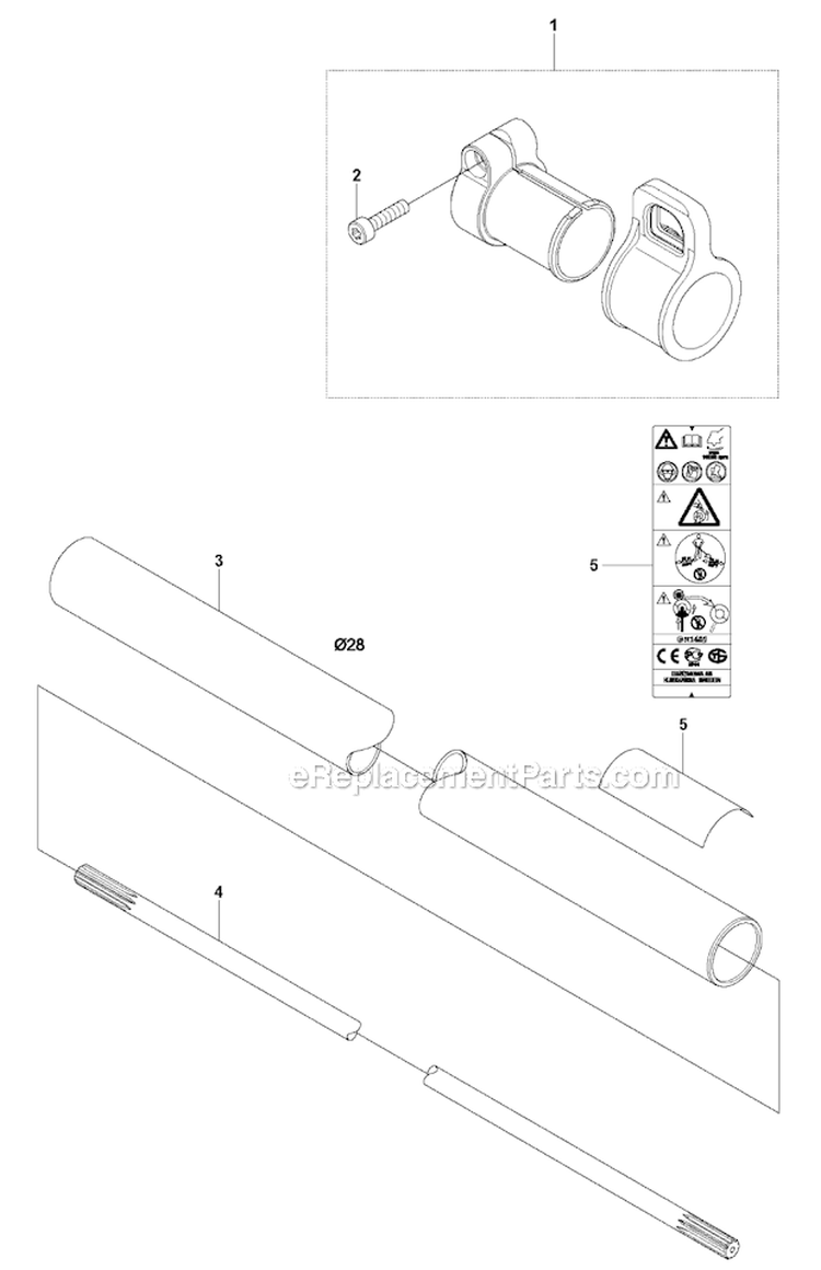 Shaft Diagram and Parts List for 243R 2011-08 Husqvarna Brush Cutter