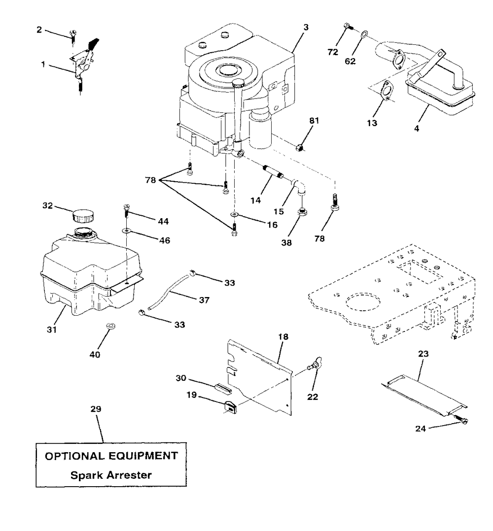 Engine Diagram and Parts List for YT150 (954840021-A)(1996-01) Husqvarna Lawn Tractor