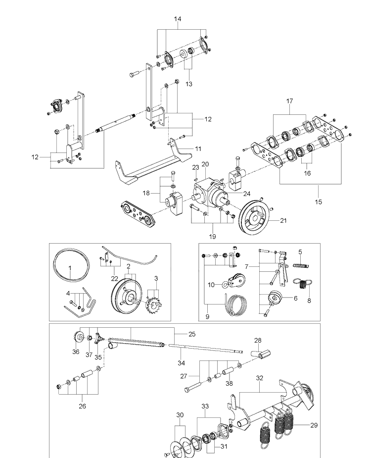 Blade Drive And Depth Control Diagram and Parts List for SC18 2001-03 Husqvarna Lawn Tractor Accessories