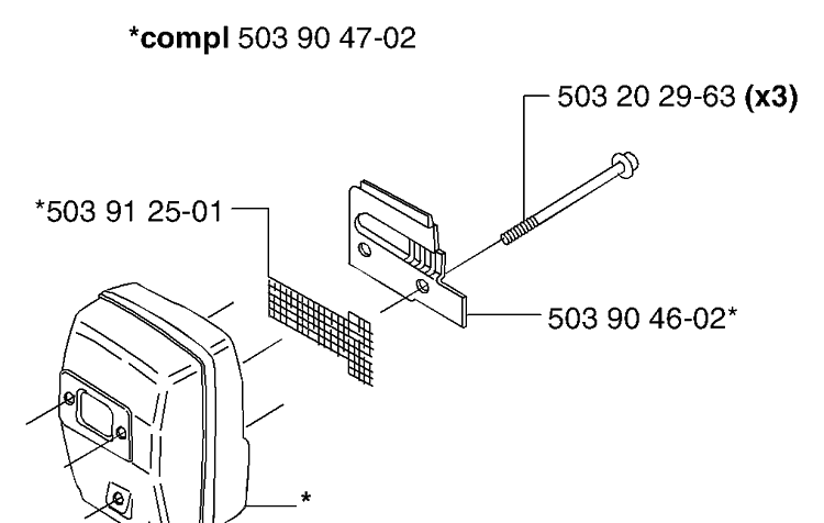 Muffler Diagram and Parts List for 232L 2002-09 Husqvarna Brush Cutter