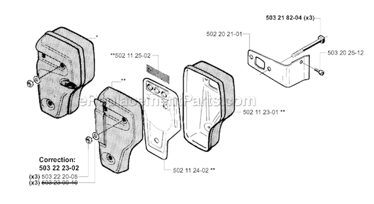 Muffler Diagram and Parts List for 245EPA 2001-01 Husqvarna Brush Cutter