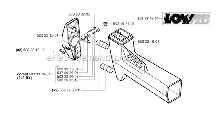 Tower Diagram and Parts List for 245EPA 2001-01 Husqvarna Brush Cutter