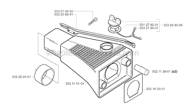 Fuel Tank Diagram and Parts List for 245REPA 2002-08 Husqvarna Brush Cutter